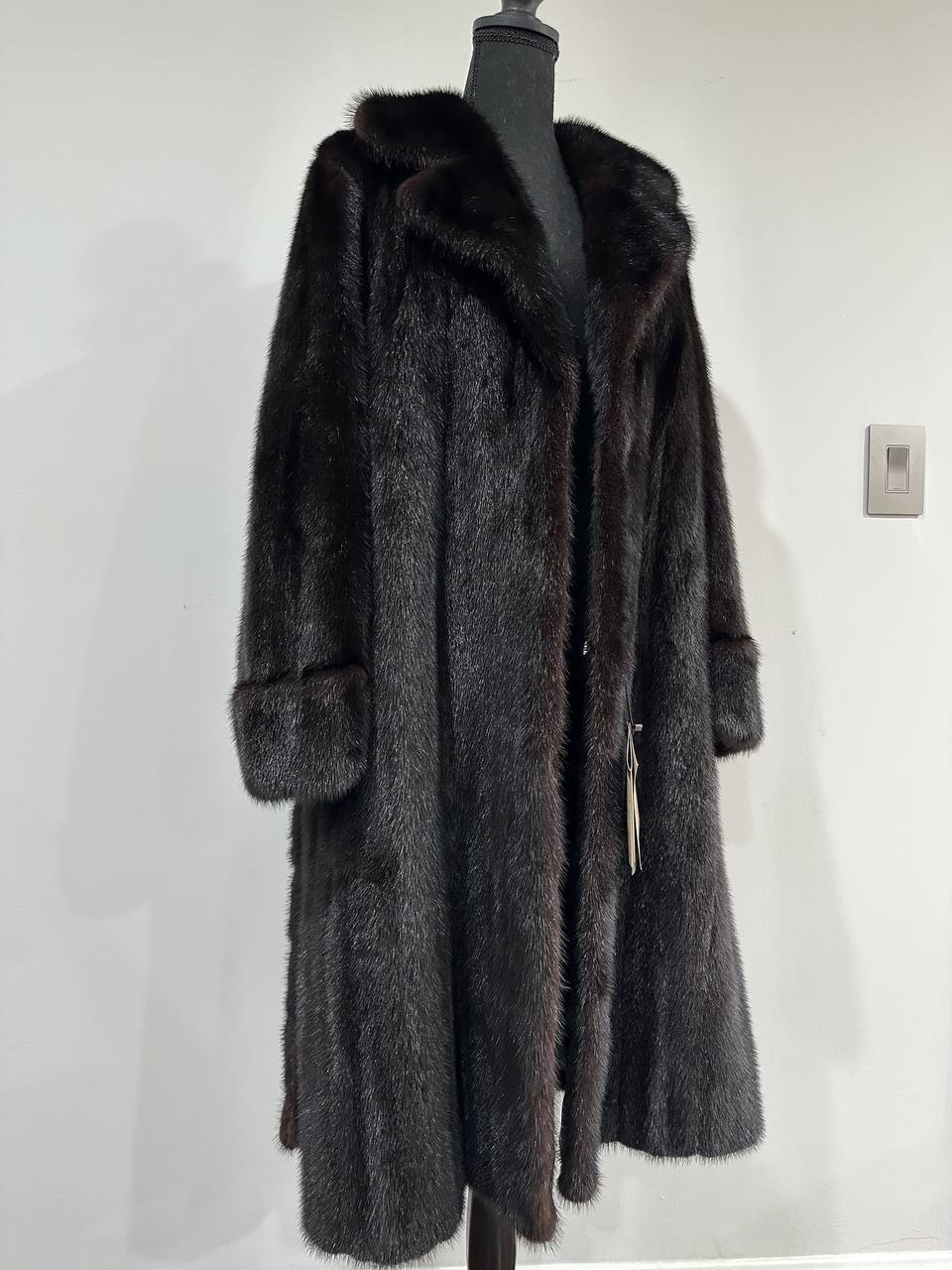 genuine real mink fur coat BELTED jacket 1201002 size XL new dark brown color