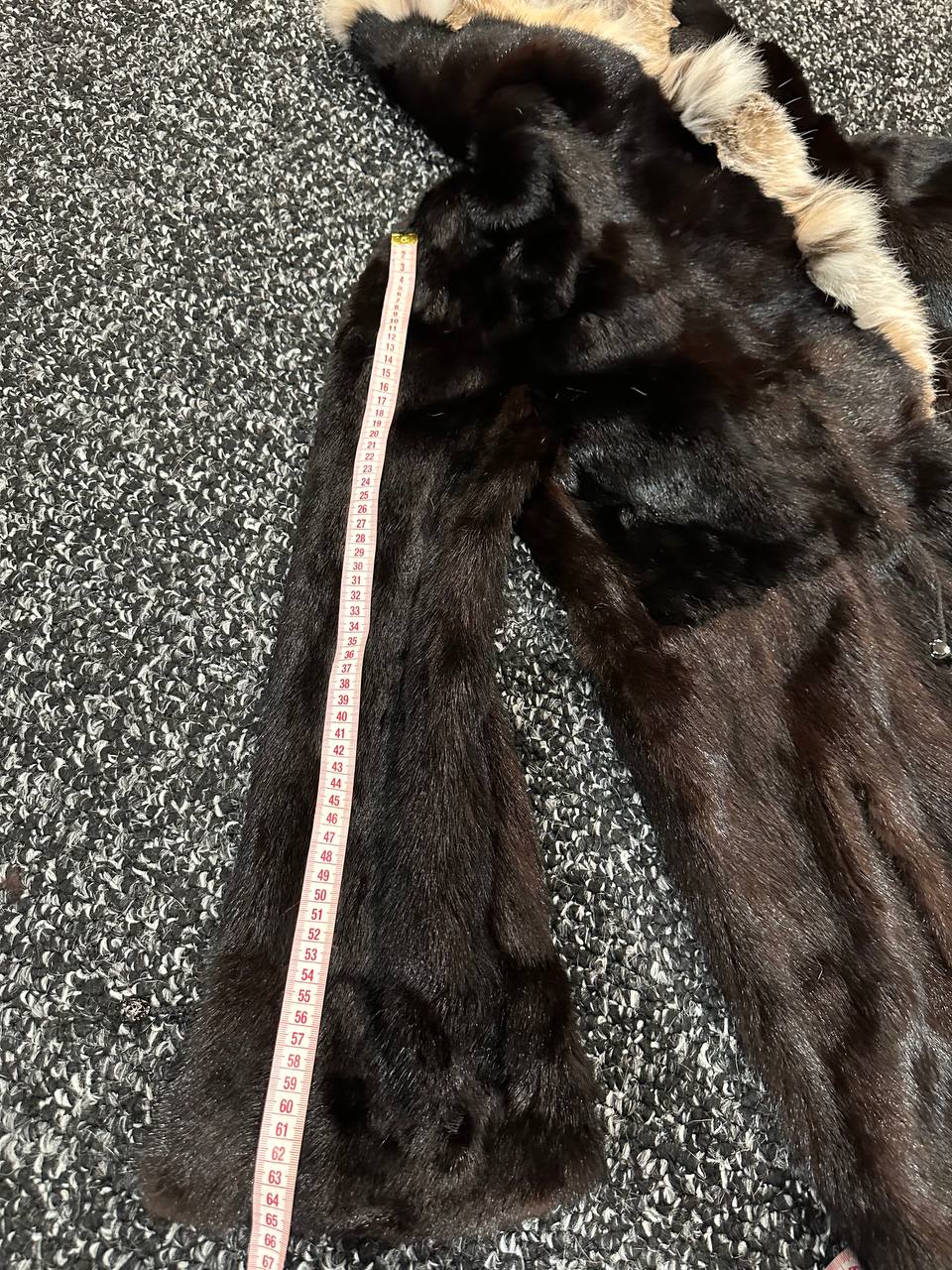 NEW Natural Real Dark Brown Black Mink M size Coat Natural Lynx Hooded 1201140