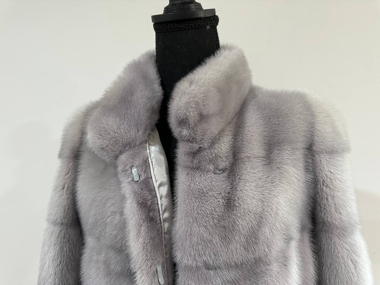 GENUINE Mink Real Furs coat Jacket  GREY color SUPER size S women 1201051