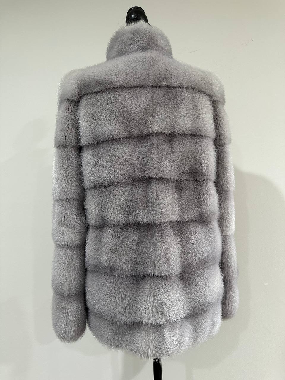GENUINE Mink Real Furs coat Jacket  GREY color SUPER size S women 1201051