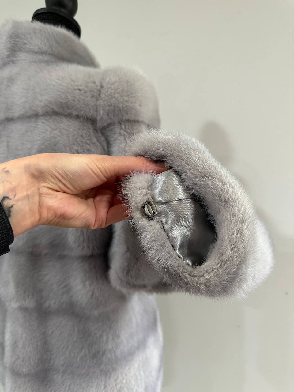 GENUINE Mink Real Furs coat Jacket  GREY color SUPER size S women 1201051
