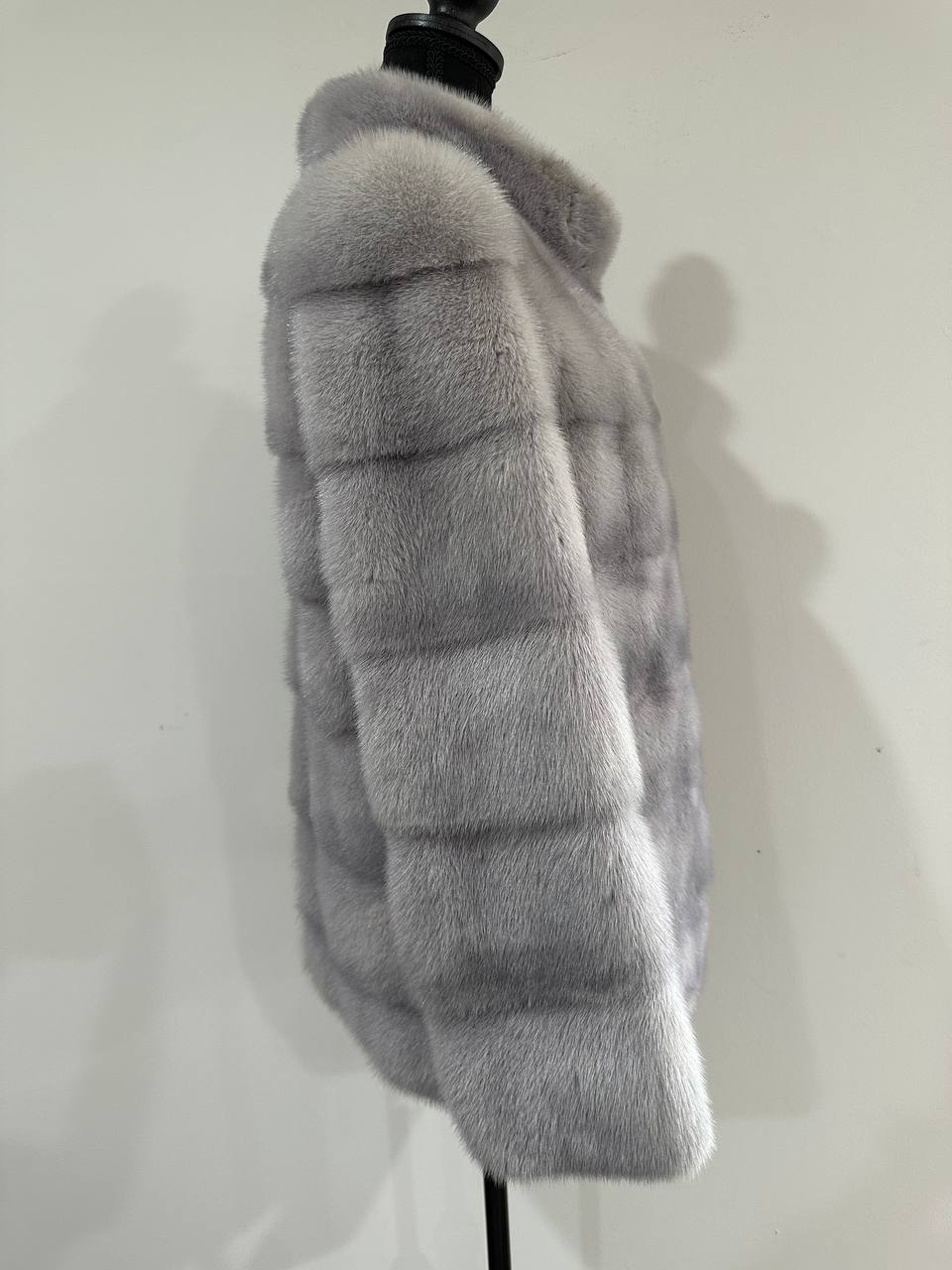 GENUINE Mink Real Furs coat Jacket  GREY color SUPER size S women 1201051