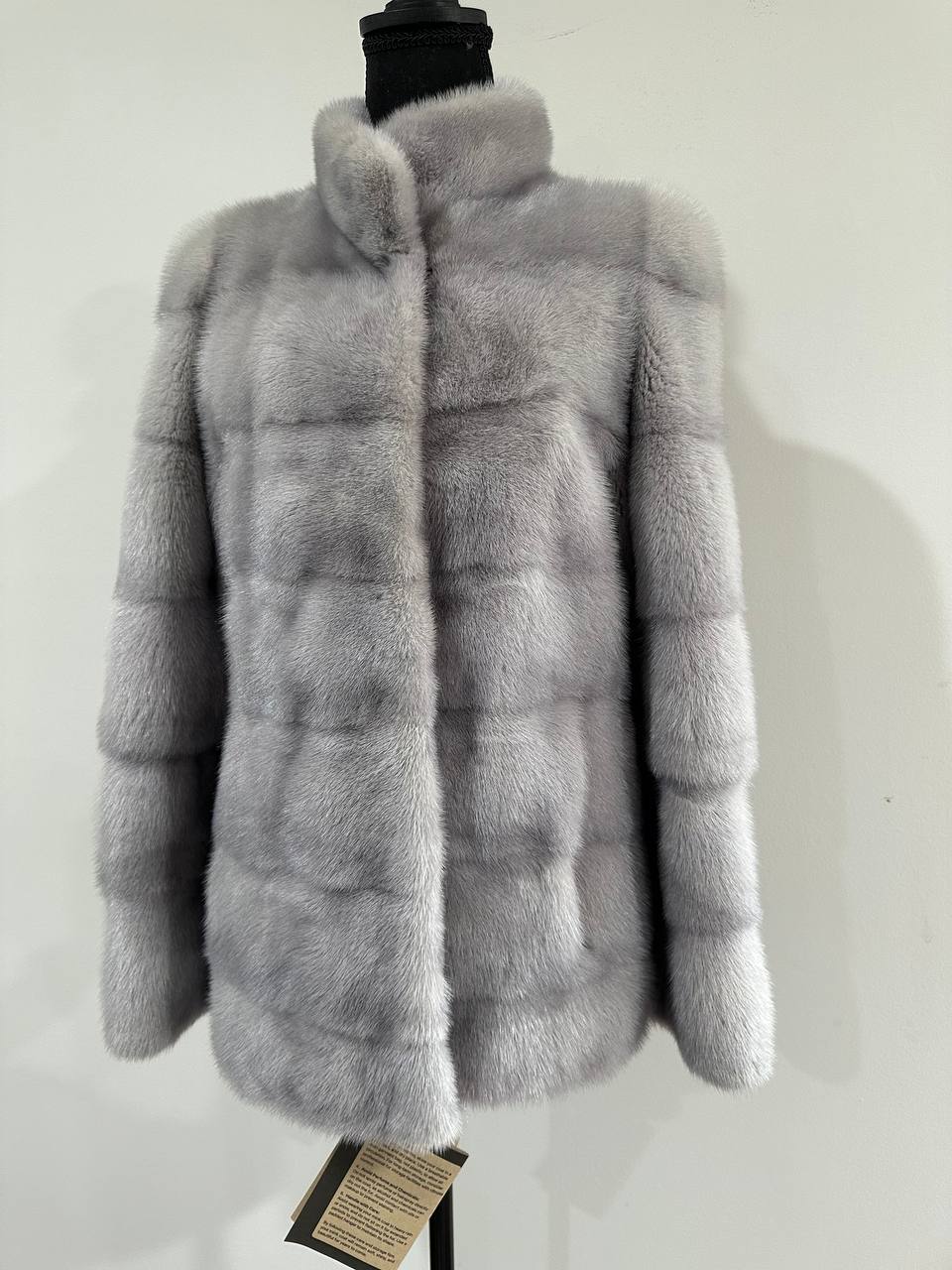 GENUINE Mink Real Furs coat Jacket  GREY color SUPER size S women 1201051