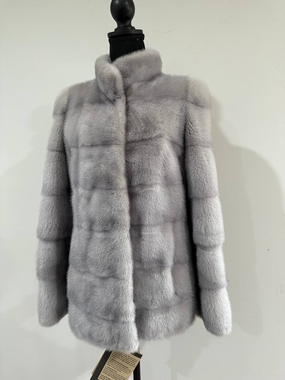 GENUINE Mink Real Furs coat Jacket  GREY color SUPER size S women 1201051
