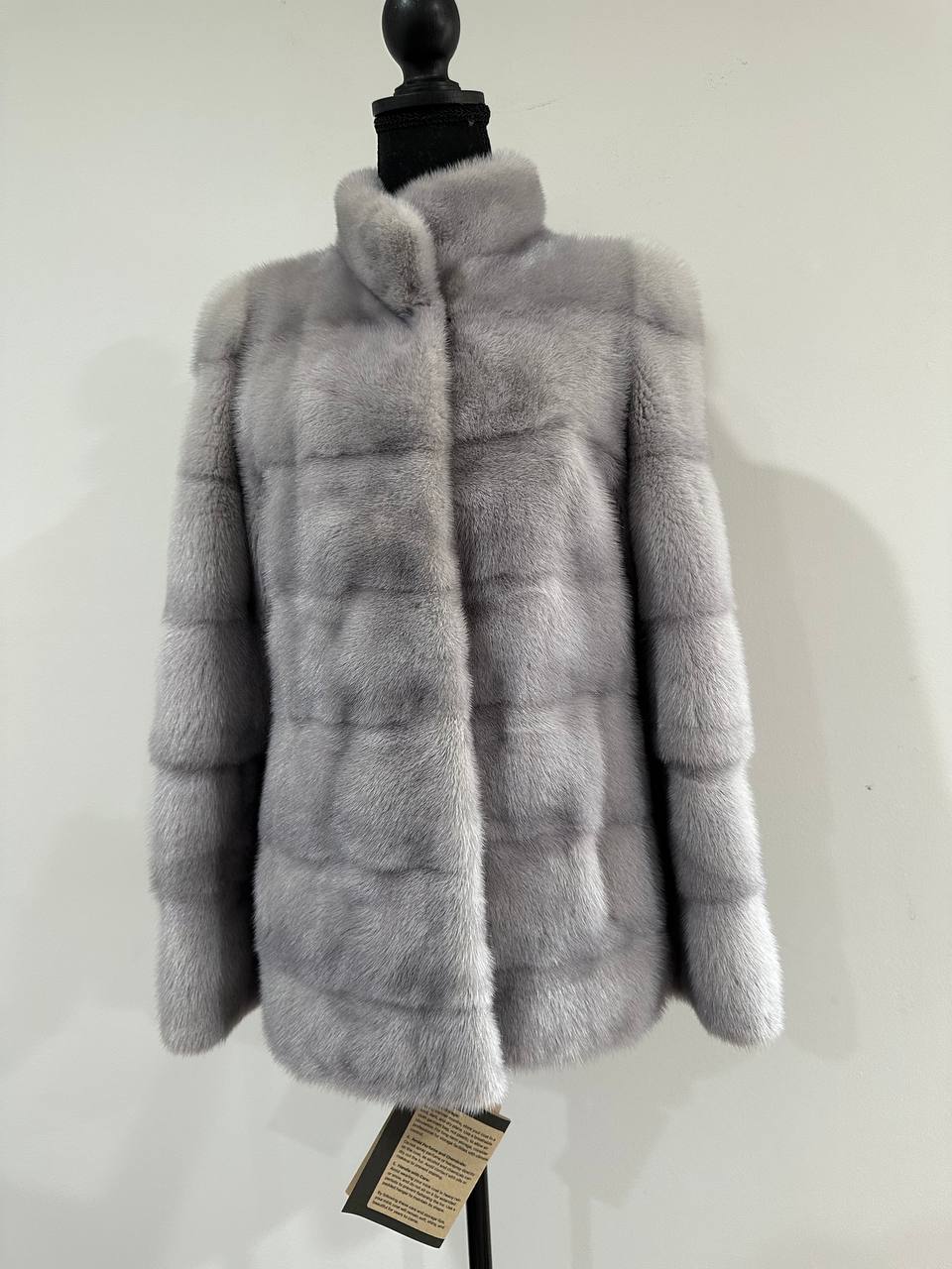 GENUINE Mink Real Furs coat Jacket  GREY color SUPER size S women 1201051
