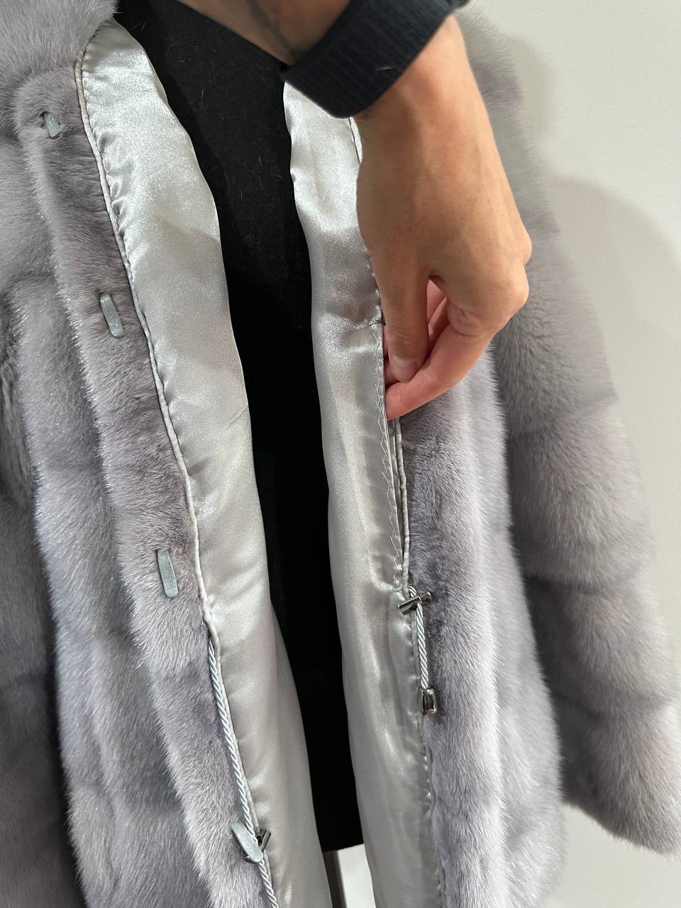 GENUINE Mink Real Furs coat Jacket  GREY color SUPER size S women 1201051