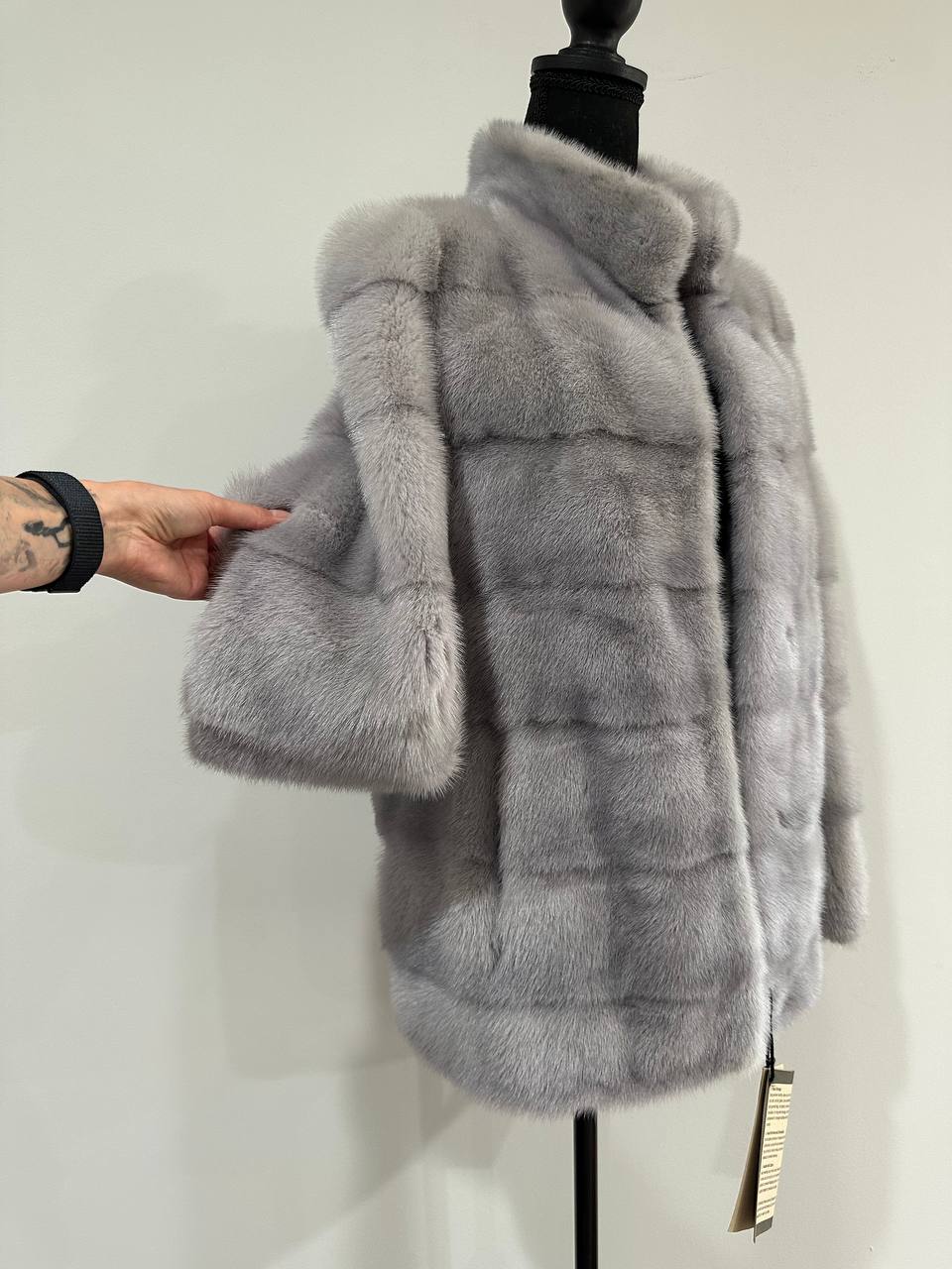 GENUINE Mink Real Furs coat Jacket  GREY color SUPER size S women 1201051
