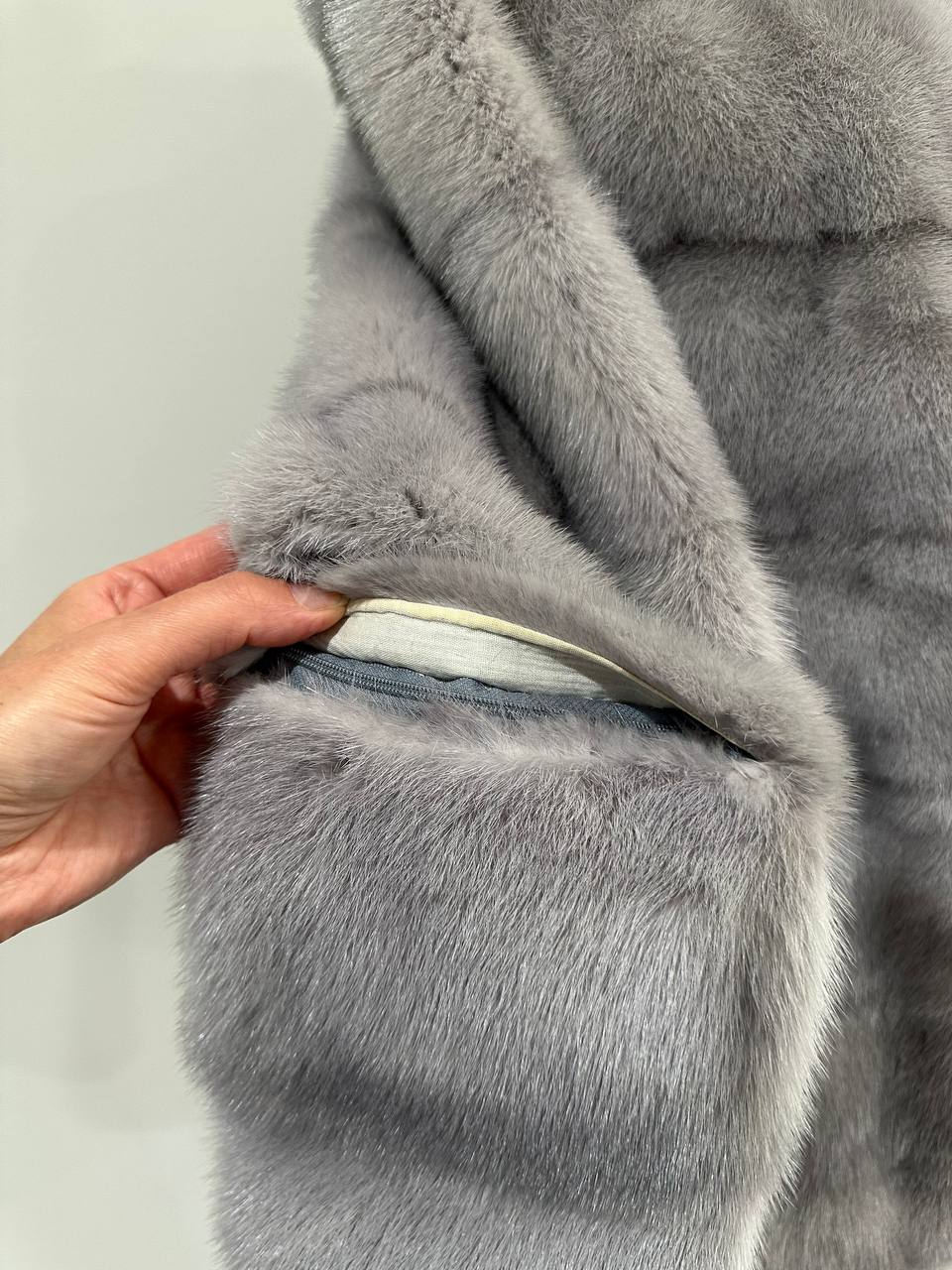 GENUINE Mink Real Furs coat Jacket  GREY color SUPER size S women 1201051