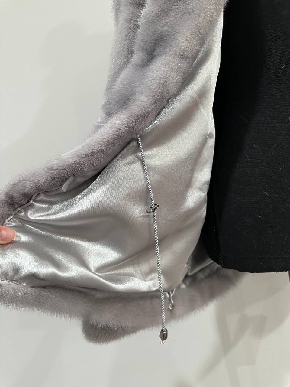GENUINE Mink Real Furs coat Jacket  GREY color SUPER size S women 1201051