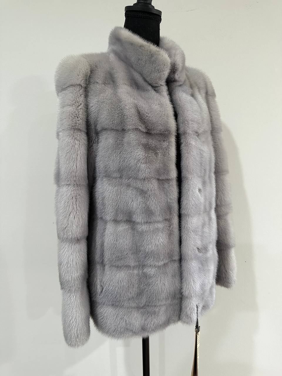 GENUINE Mink Real Furs coat Jacket  GREY color SUPER size S women 1201051