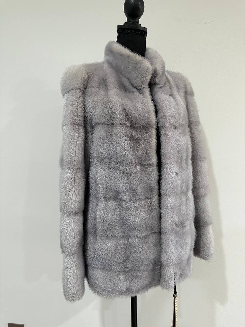 GENUINE Mink Real Furs coat Jacket  GREY color SUPER size S women 1201051