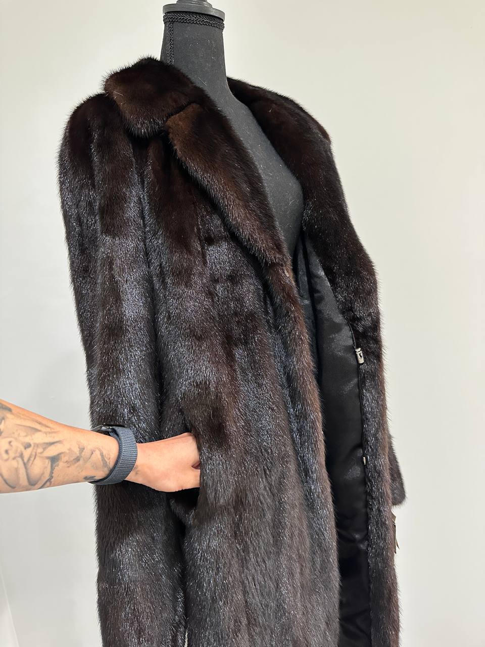 Luxury Womens Real Mink Fur jacket coat 1109879 Long genuine fur size M NEW