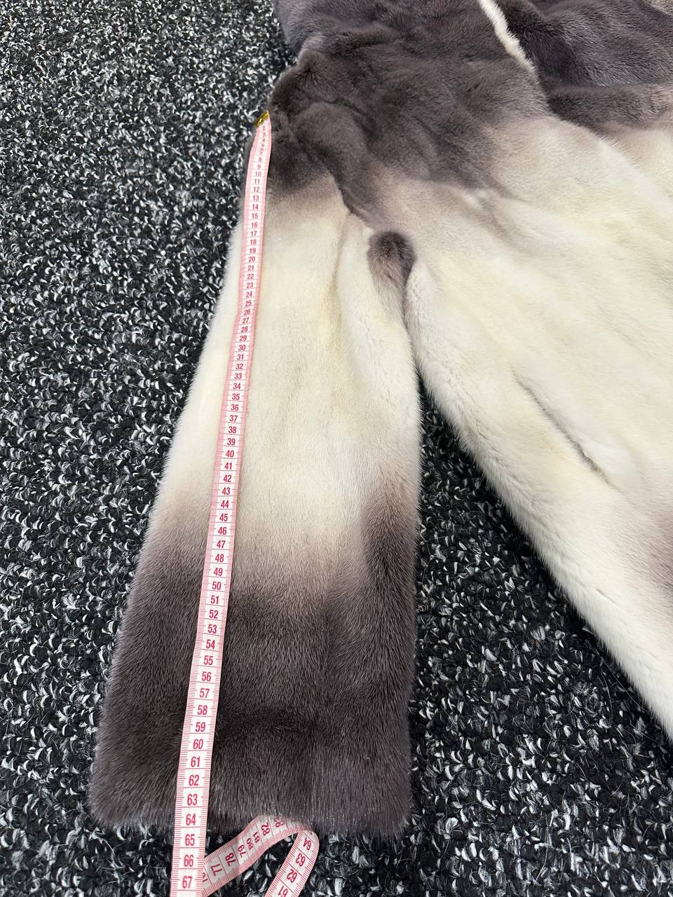 Luxury Natural Mink Fur Coat Gradient 1201142 M Shades Snow Cream Smoky Charcoal