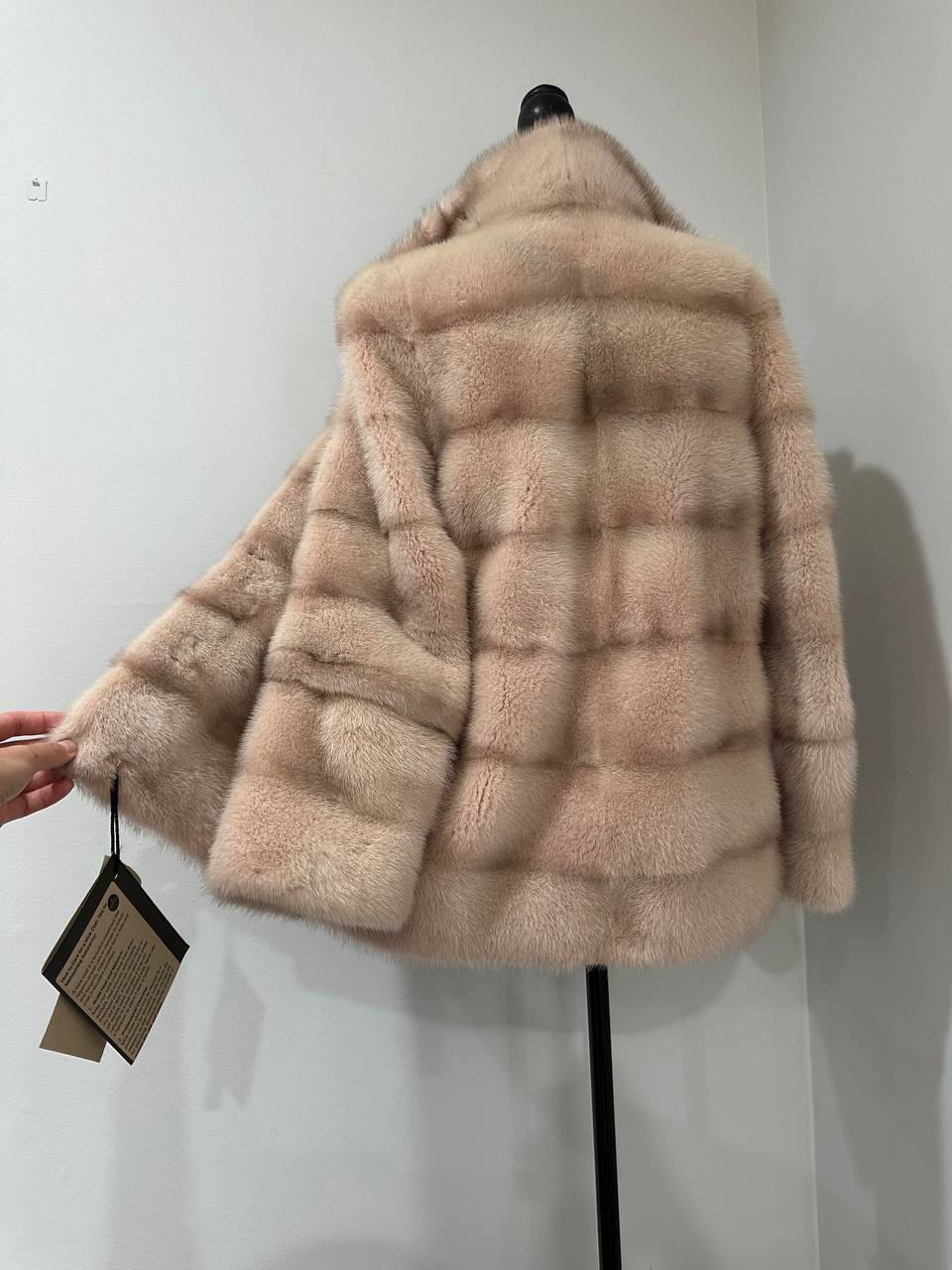 Stunning Pearl Beige Real Mink Fur Jacket – FURSTAR Exclusive Size S 1201143