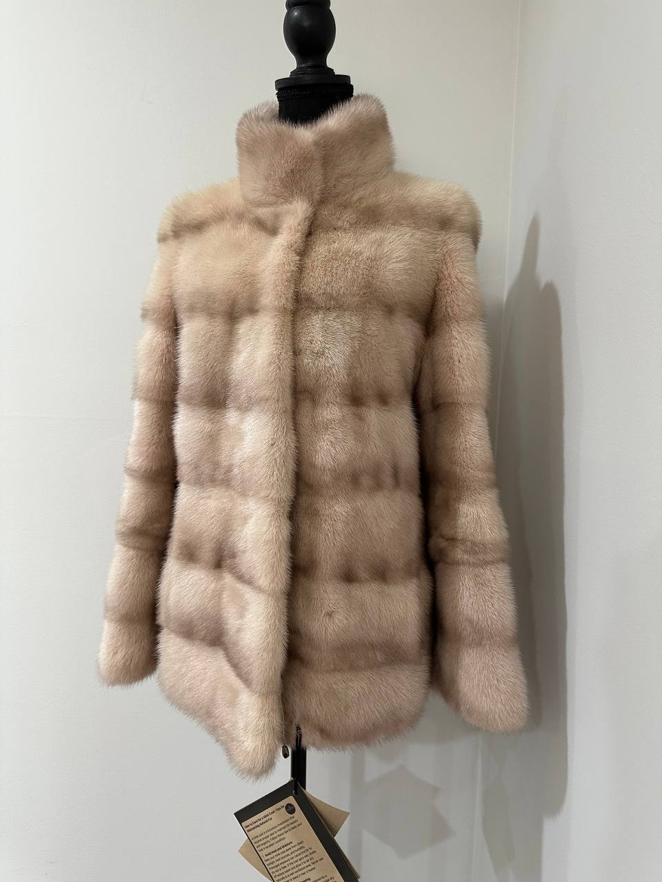 Stunning Pearl Beige Real Mink Fur Jacket – FURSTAR Exclusive Size S 1201143