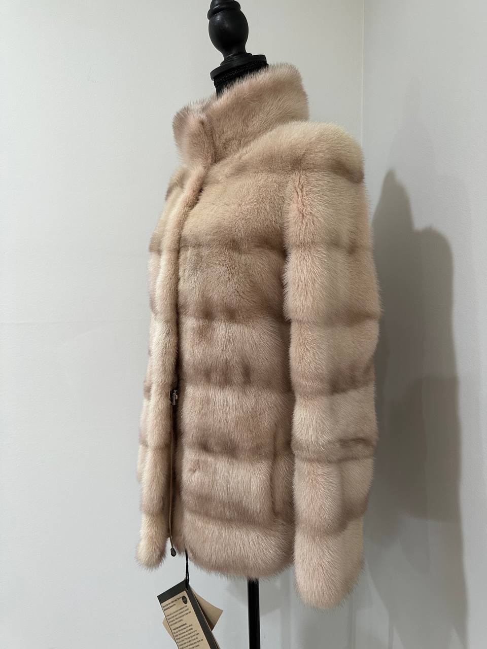 Stunning Pearl Beige Real Mink Fur Jacket – FURSTAR Exclusive Size S 1201143