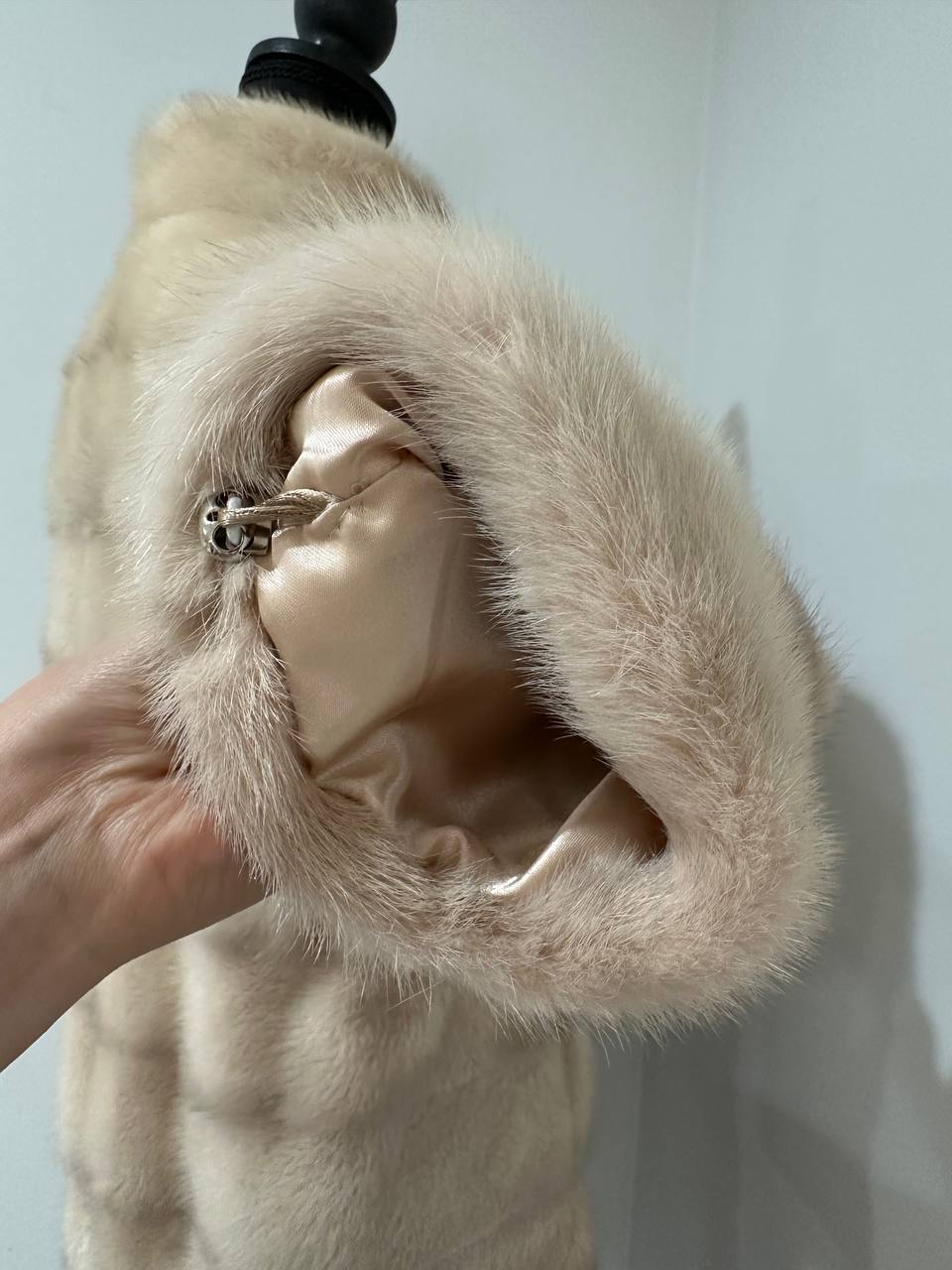 Luxury Natural Real Mink Fur Coat with Detachable Sleeves  size S 1201141 Exclusive