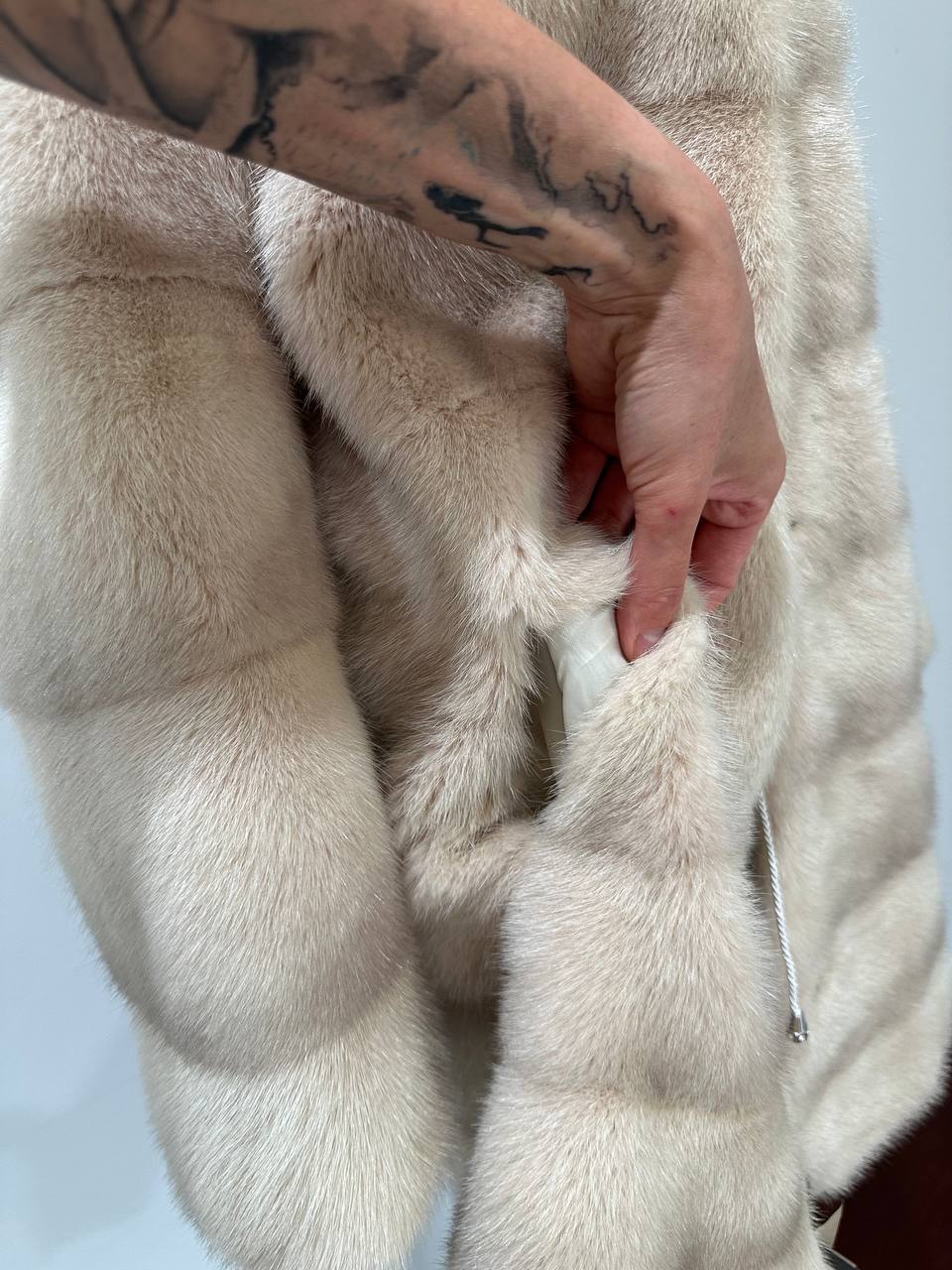 Luxury Natural Real Mink Fur Coat with Detachable Sleeves  size S 1201141 Exclusive