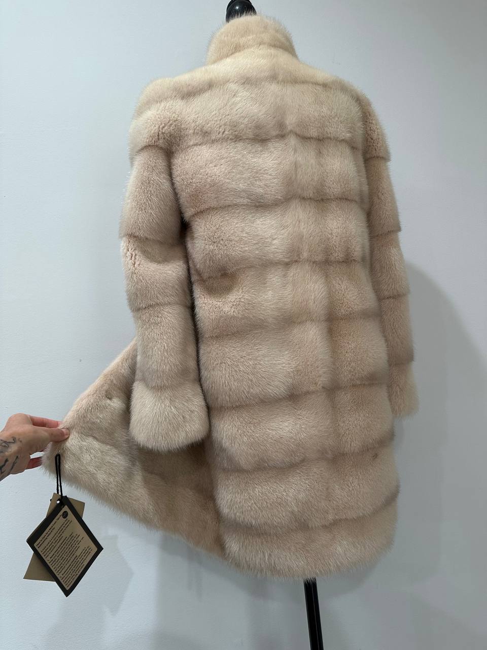 Luxury Natural Real Mink Fur Coat with Detachable Sleeves  size S 1201141 Exclusive
