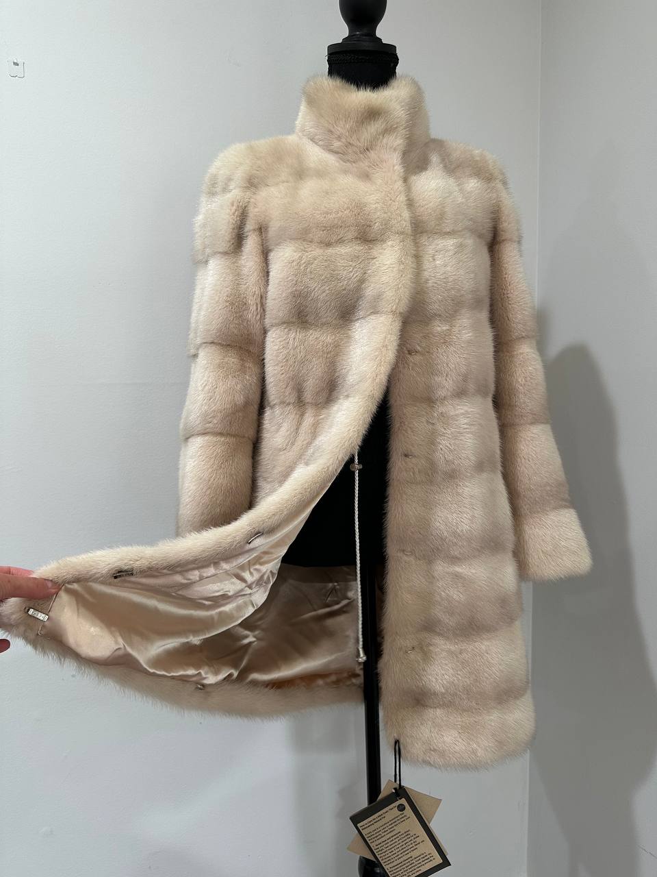 Luxury Natural Real Mink Fur Coat with Detachable Sleeves  size S 1201141 Exclusive