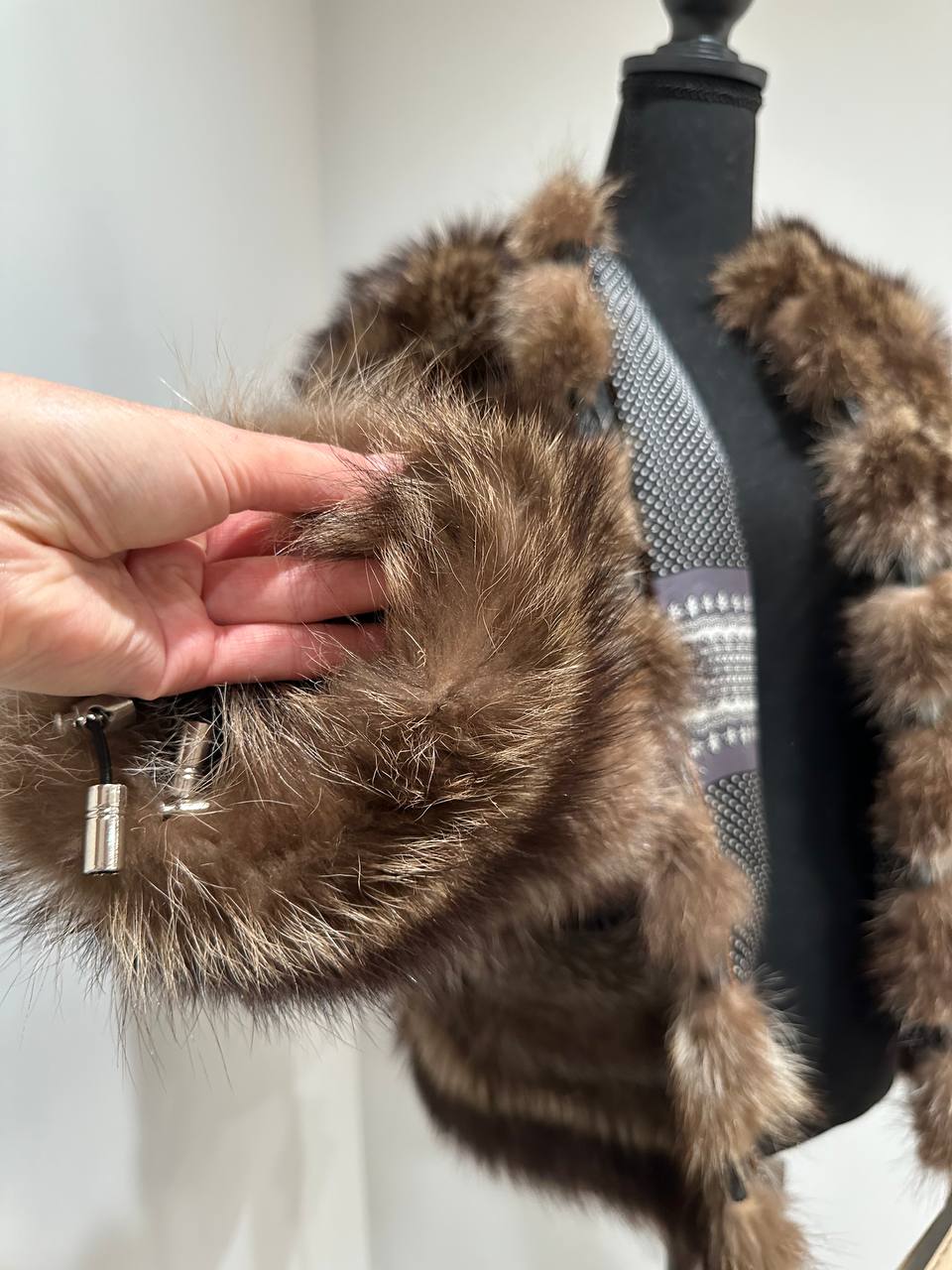 Real raccoon 100% Fur SHORT BOMBER Coat Size L 1109838 HORIZONTAL STYLE