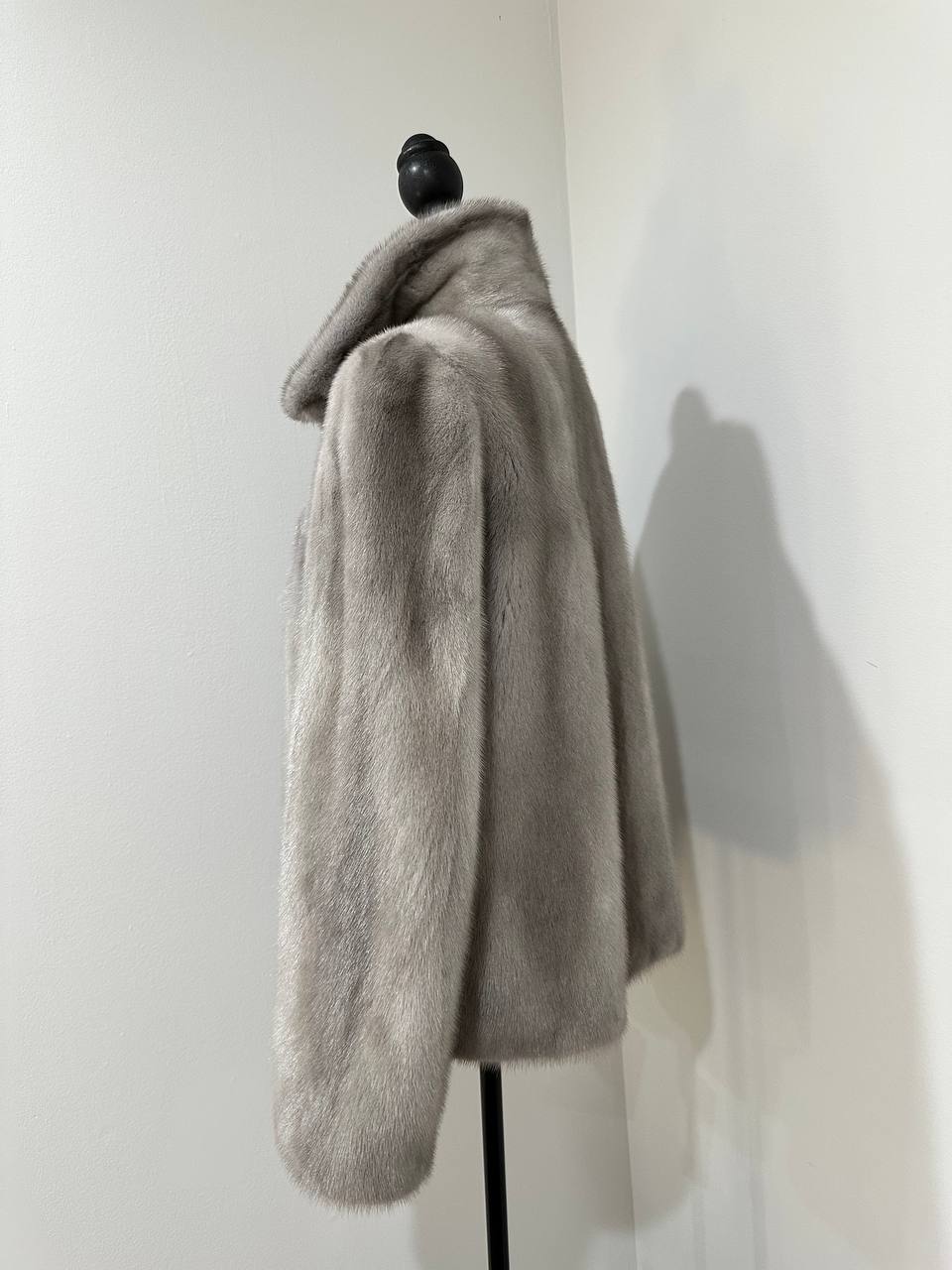 WOMEN New MINK FUR SHORT coat JACKET size M REAL FULL SKIN 1201120 GREY