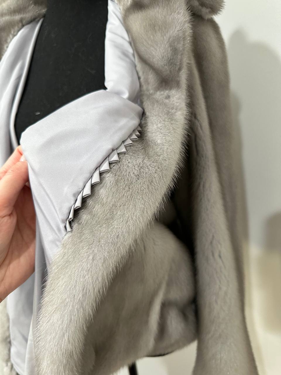 WOMEN New MINK FUR SHORT coat JACKET size M REAL FULL SKIN 1201120 GREY
