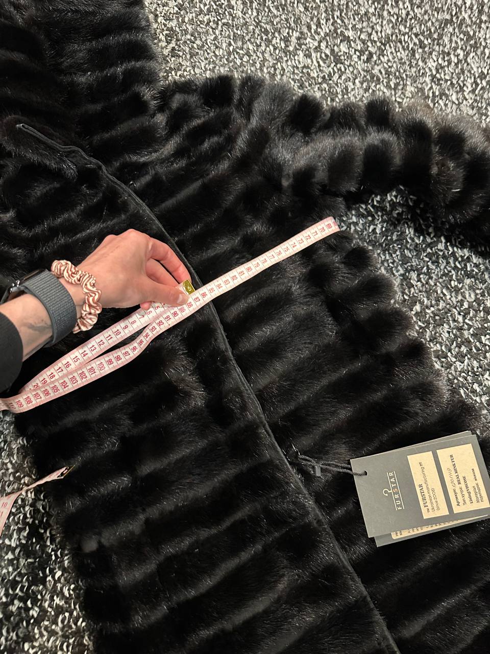 NEW REAL MINK FUR coat size 2XS 1201119 HORIZONTAL long sleeve jacket BLACK women