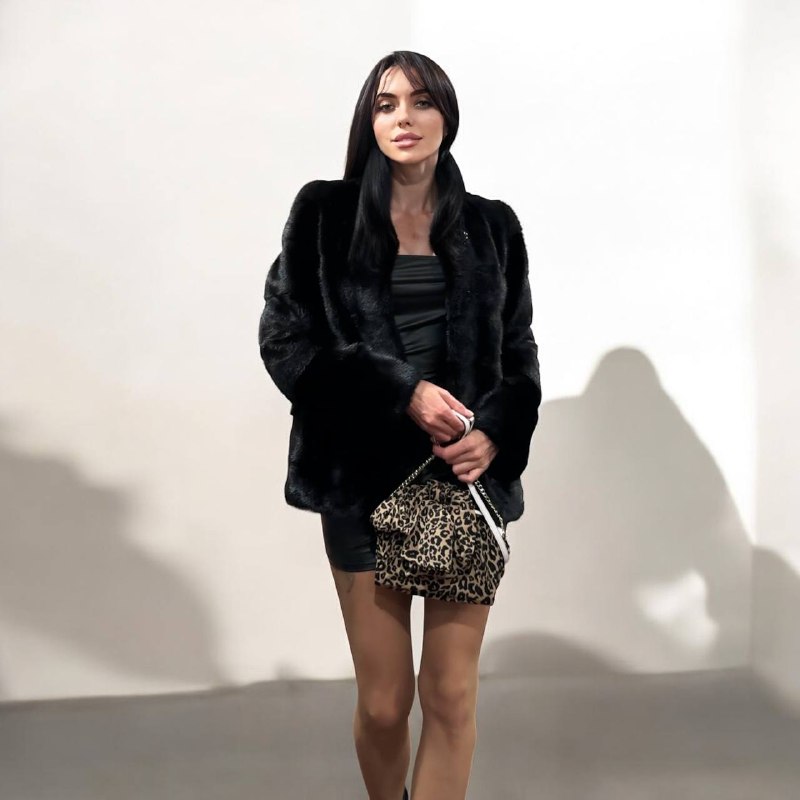 REAL Mink FUR jacket coat GENUINE 1201075 BLACK size S NEW Luxury SLEEVE detachabl