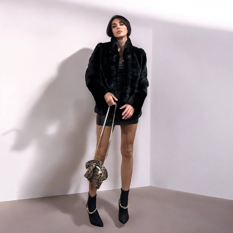 REAL Mink FUR jacket coat GENUINE 1201075 BLACK size S NEW Luxury SLEEVE detachabl