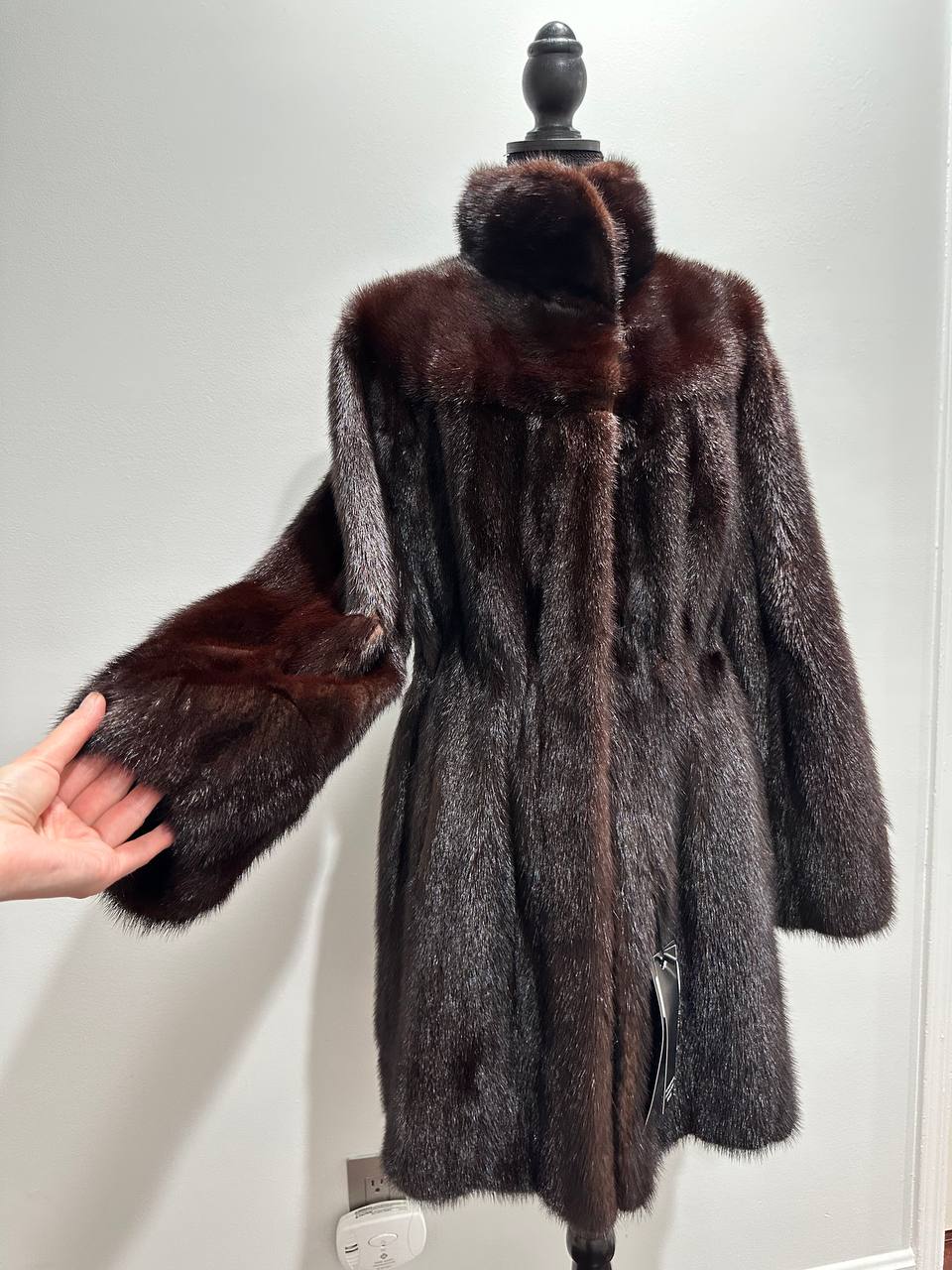 Luxury Womens Real Fur jacket SIZE L coat 1201000 Long genuine MINK NEW