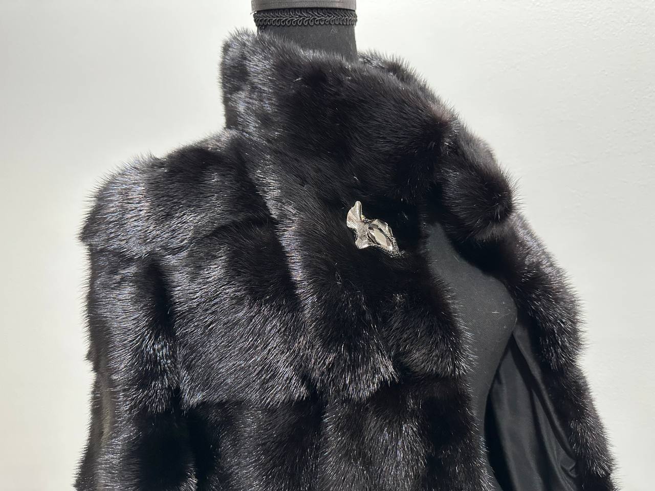 NEW REAL MINK FUR coat size M 1201121 HORIZONTAL long sleeve jacket BLACK
