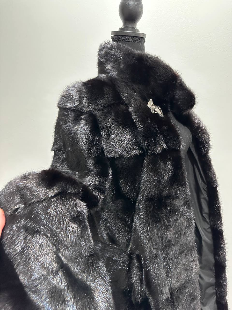 NEW REAL MINK FUR coat size M 1201121 HORIZONTAL long sleeve jacket BLACK