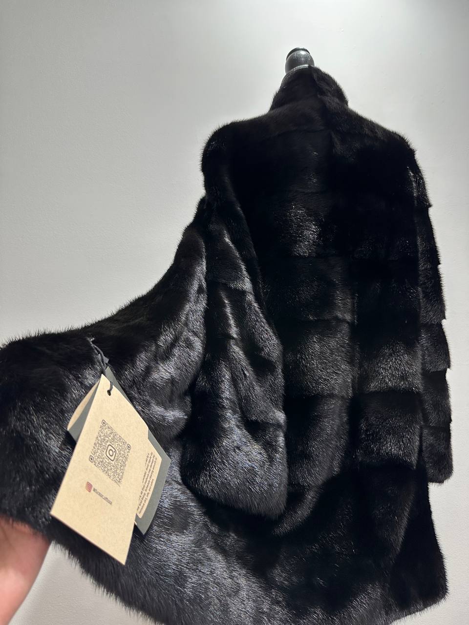 NEW REAL MINK FUR coat size M 1201121 HORIZONTAL long sleeve jacket BLACK