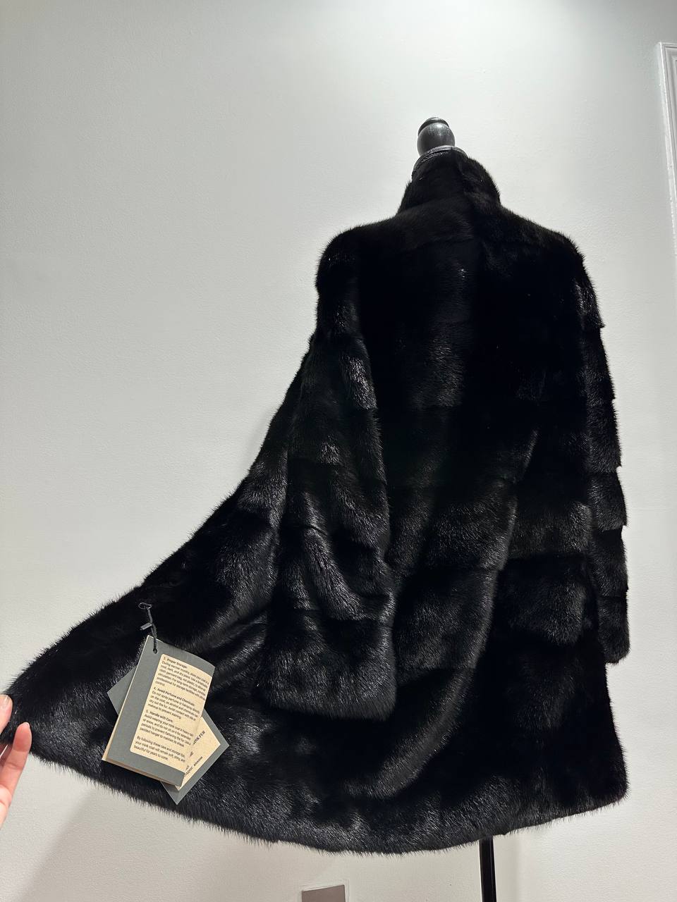 NEW REAL MINK FUR coat size M 1201121 HORIZONTAL long sleeve jacket BLACK
