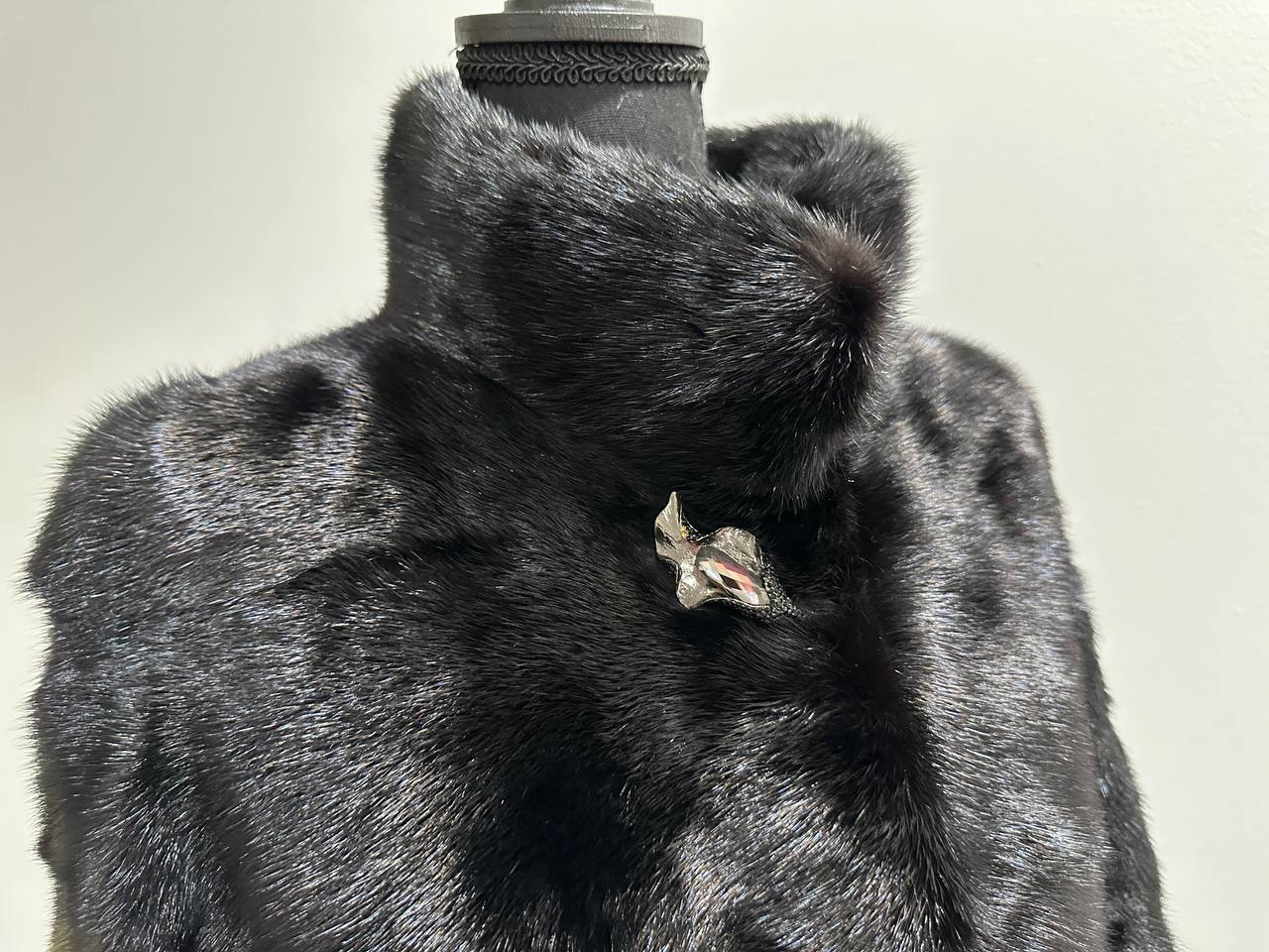 NEW REAL MINK FUR coat size M 1201121 HORIZONTAL long sleeve jacket BLACK