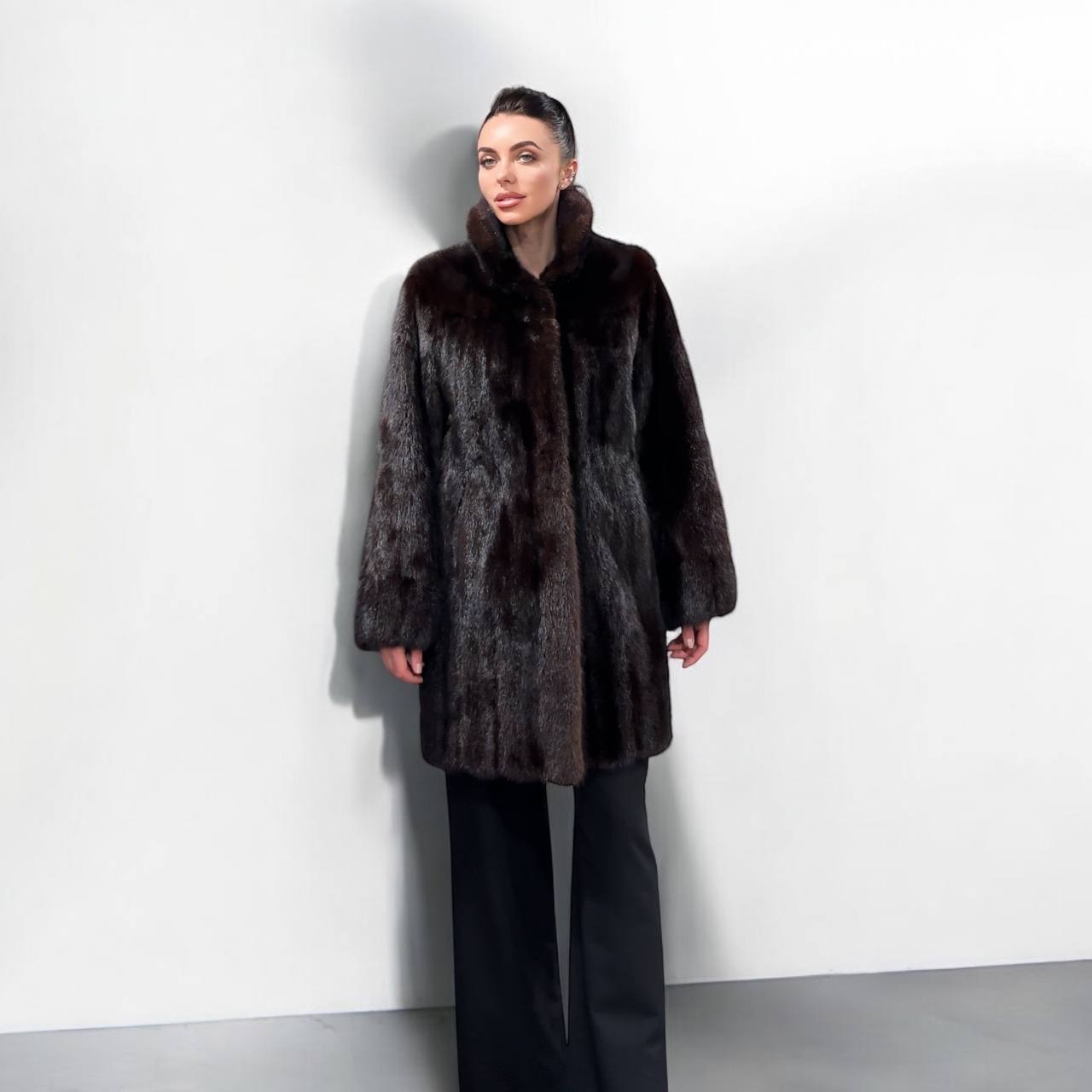 Luxury Womens Real Fur jacket SIZE L coat 1201000 Long genuine MINK NEW