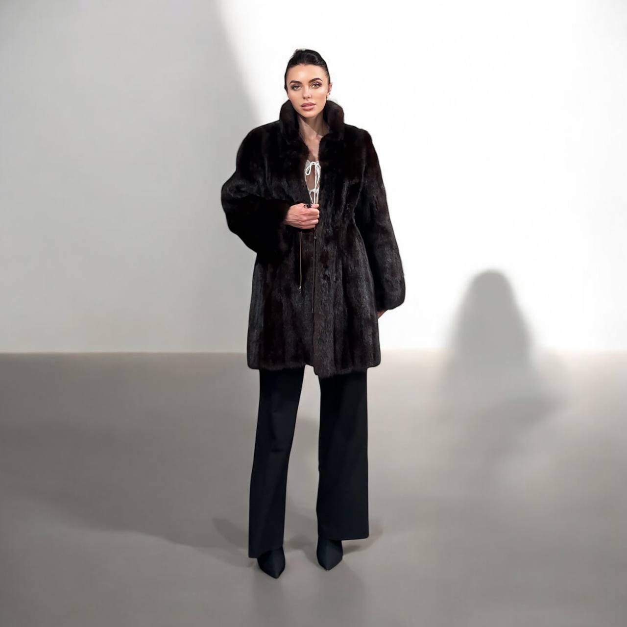 Luxury Womens Real Fur jacket SIZE L coat 1201000 Long genuine MINK NEW