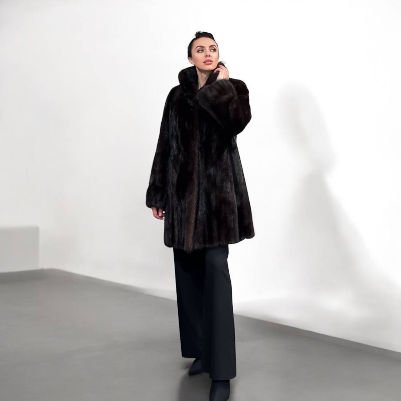 Luxury Womens Real Fur jacket SIZE L coat 1201000 Long genuine MINK NEW