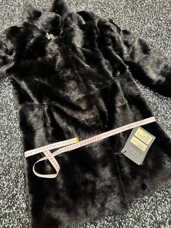 NEW REAL MINK FUR coat size M 1201121 HORIZONTAL long sleeve jacket BLACK