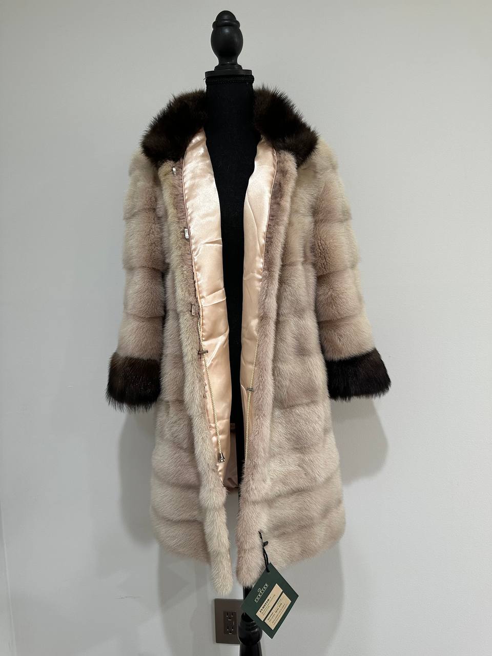 Luxurious Real Genuine Mink & Sable Fur Coat Golden Mocha horizontal 1201146 S