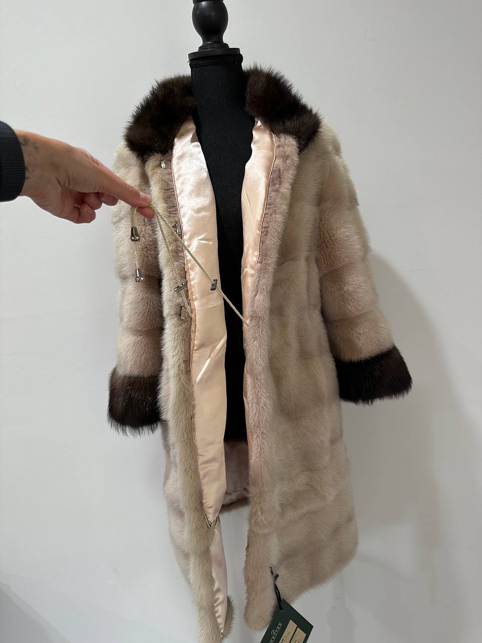 Luxurious Real Genuine Mink & Sable Fur Coat Golden Mocha horizontal 1201146 S