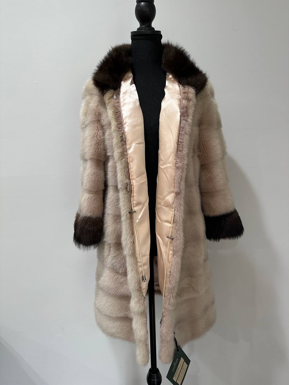 Luxurious Real Genuine Mink & Sable Fur Coat Golden Mocha horizontal 1201146 S