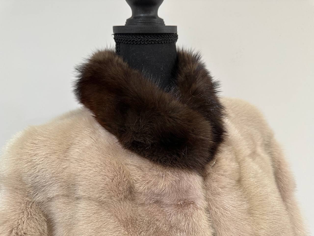 Luxurious Real Genuine Mink & Sable Fur Coat Golden Mocha horizontal 1201146 S