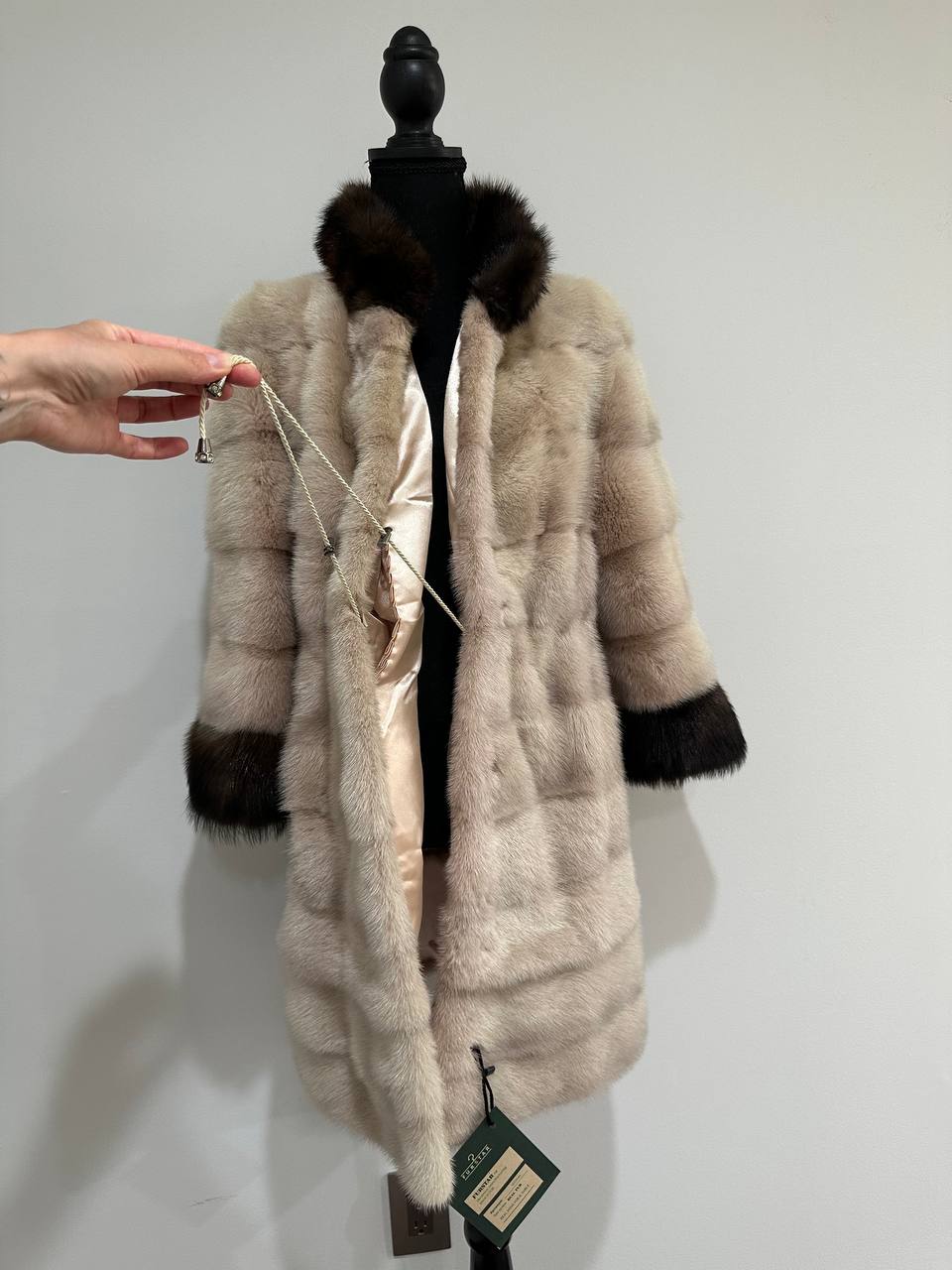 Luxurious Real Genuine Mink & Sable Fur Coat Golden Mocha horizontal 1201146 S