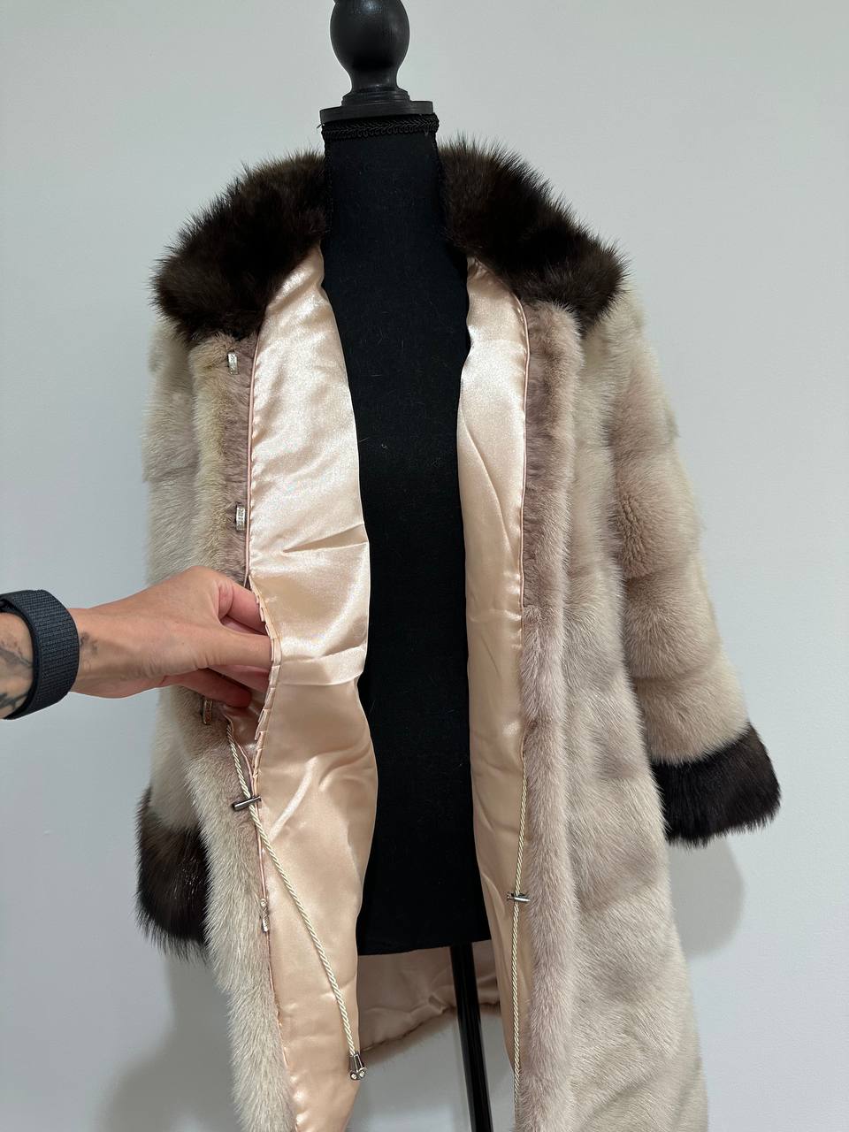 Luxurious Real Genuine Mink & Sable Fur Coat Golden Mocha horizontal 1201146 S