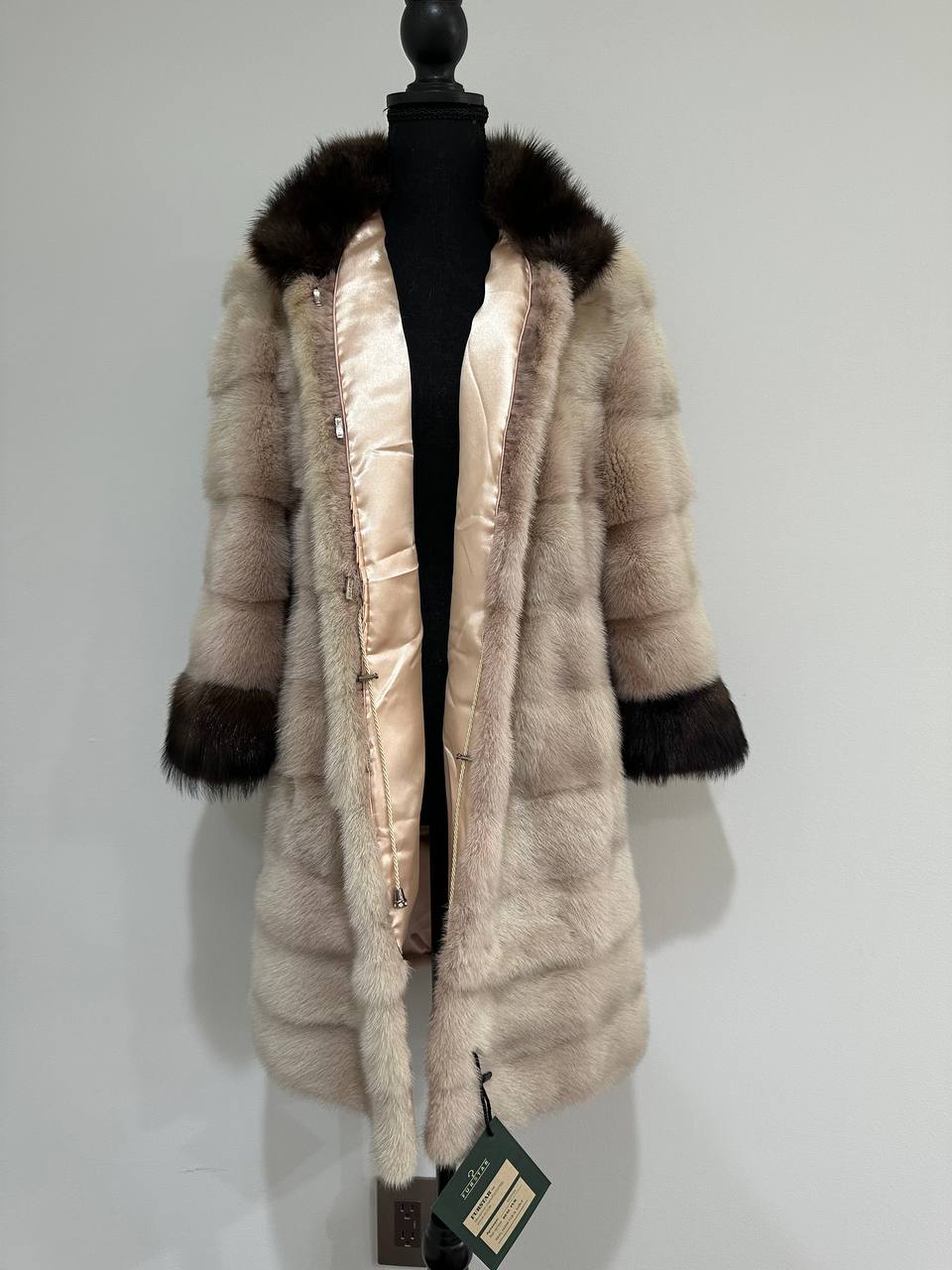 Luxurious Real Genuine Mink & Sable Fur Coat Golden Mocha horizontal 1201146 S
