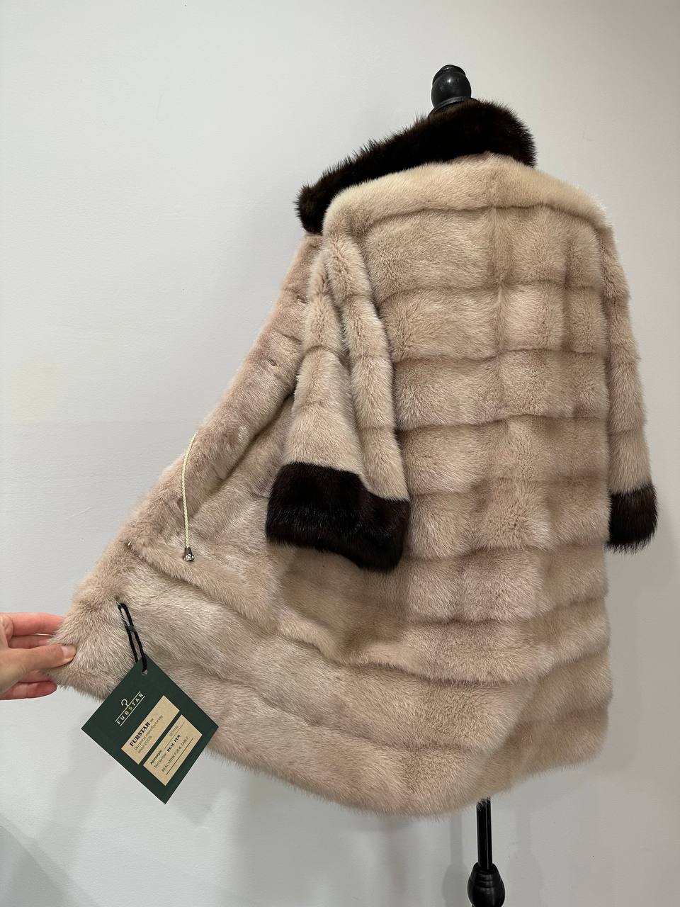 Luxurious Real Genuine Mink & Sable Fur Coat Golden Mocha horizontal 1201146 S