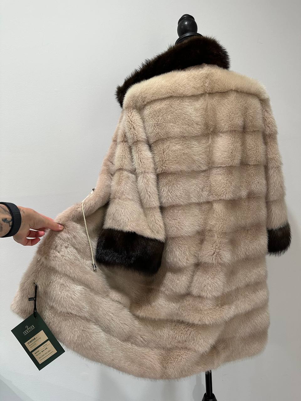 Luxurious Real Genuine Mink & Sable Fur Coat Golden Mocha horizontal 1201146 S