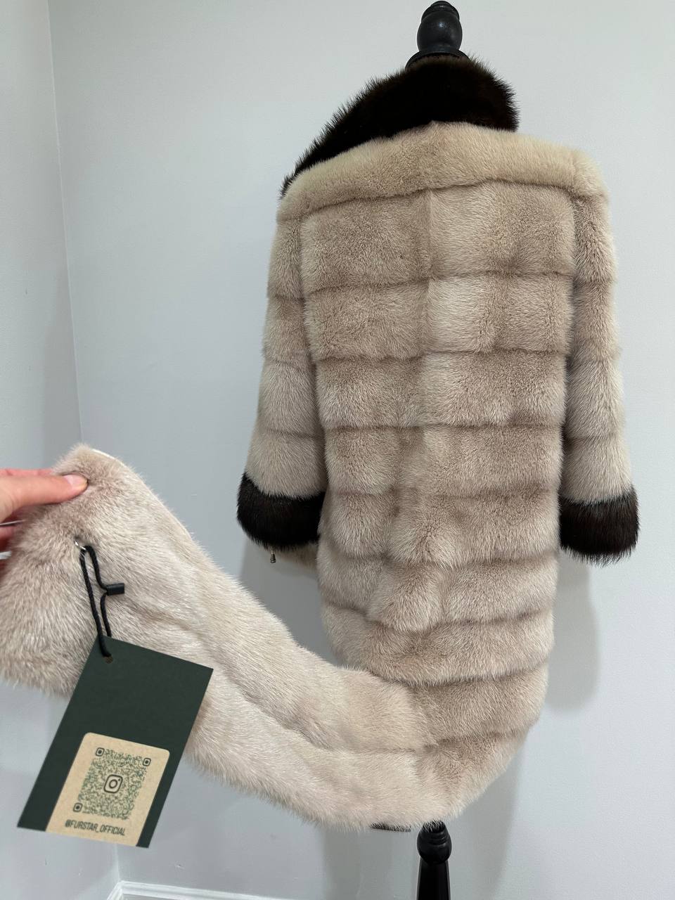 Luxurious Real Genuine Mink & Sable Fur Coat Golden Mocha horizontal 1201146 S
